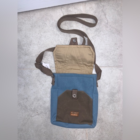 L. L. Bean Utility Crossbody Blue Brown Canvas Bag - Picture 3 of 10